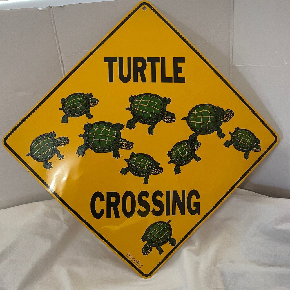 Crosswalks TURTLE CROSSING SIGN Novelty Metal Aluminum Sign, 12" x 12"
